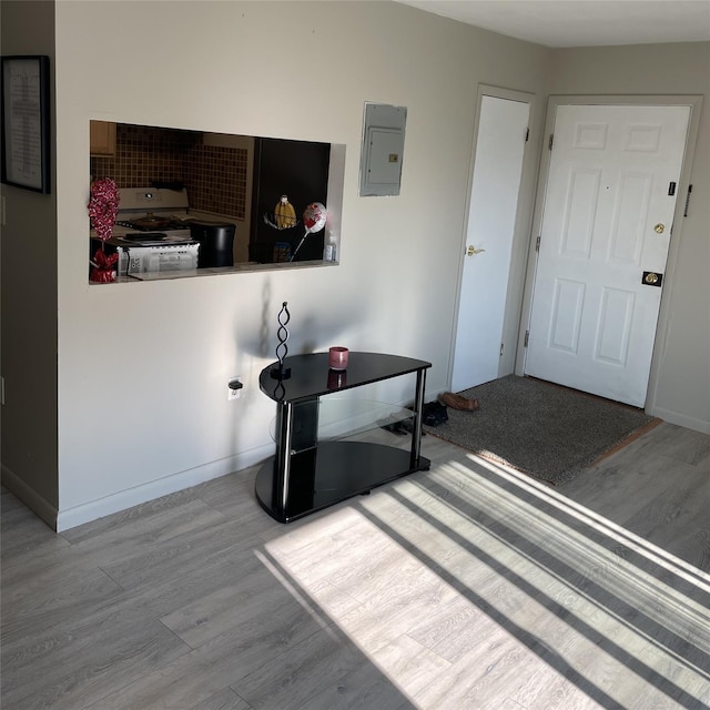 268 Concord Ln, Middletown, NY 10940 - foyer featuring wood finished floors, electric panel, and baseboards