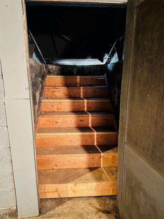 8 Hom St, Chester, NY 10918 - staircase with concrete block wall
