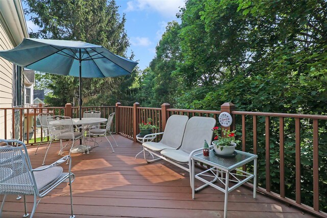 144 Burr Farms Rd, Mount Kisco, NY 10549 - wooden terrace featuring outdoor dining space