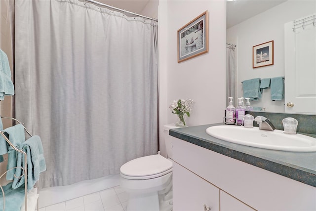 144 Burr Farms Rd, Mount Kisco, NY 10549 - full bathroom with vanity, toilet, tile patterned flooring, and a shower with shower curtain