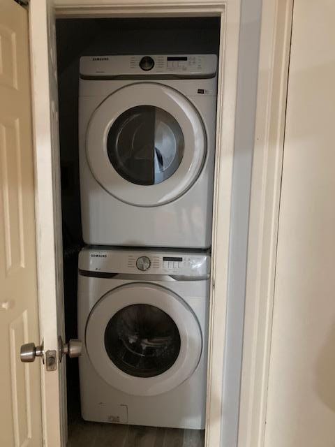 615 Broadway Unit 11, Amityville, NY 11701 - laundry area with estacked washer and dryer
