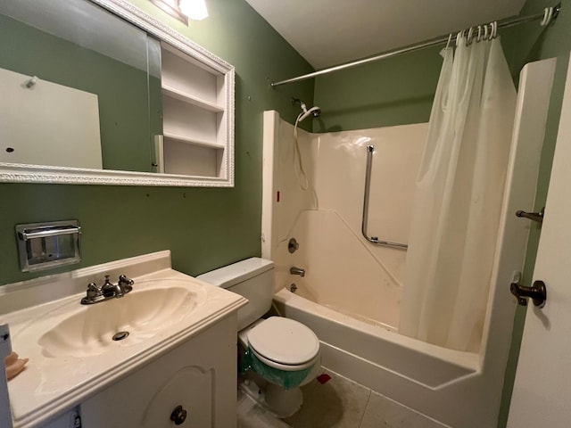 9 Forge Ln, Coram, NY 11727 - bathroom with shower / bath combo with shower curtain, toilet, vanity, and tile patterned floors