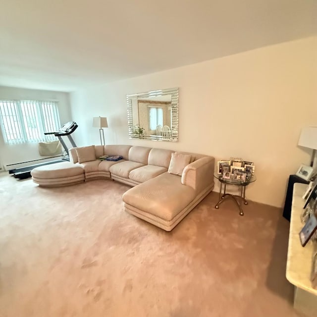 149-45 83rd St, Howard Beach, NY 11414 - living room with a baseboard heating unit and carpet floors