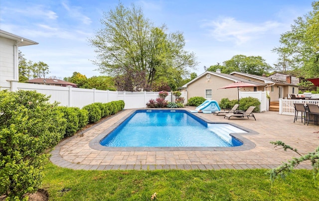 11 Gilford Ct, Melville, NY 11747 - view of swimming pool with a fenced backyard and a patio