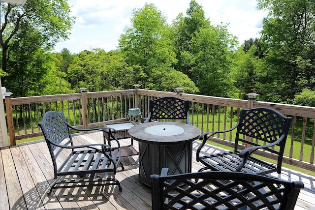 342 Bernas Rd, Cochecton, NY 12726 - wooden deck with outdoor dining space