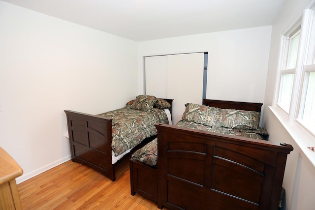 342 Bernas Rd, Cochecton, NY 12726 - bedroom featuring light wood-style floors, baseboards, and a closet