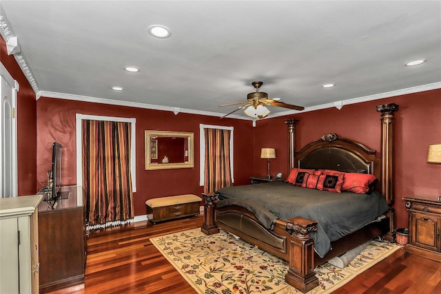 16 Abbey Ln, East Setauket, NY 11733 - bedroom with wood finished floors, recessed lighting, ornamental molding, and baseboards