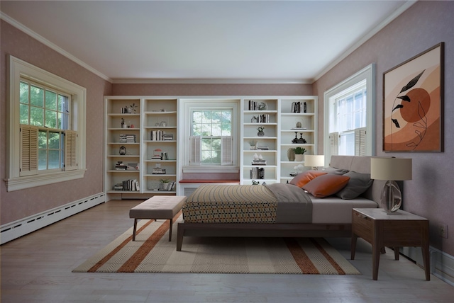 94 Cedar Ave, Poughkeepsie, NY 12603 - sitting room with a baseboard radiator, crown molding, wood finished floors, and baseboards