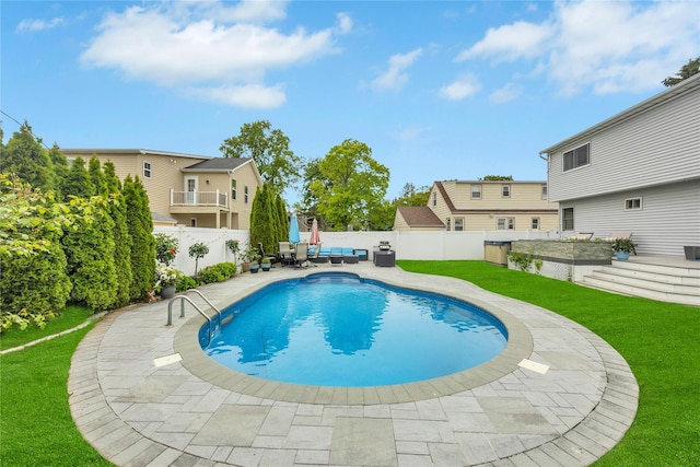 86 Woodbine Dr N, Hicksville, NY 11801 - view of pool featuring a patio, a fenced backyard, and an outdoor living space