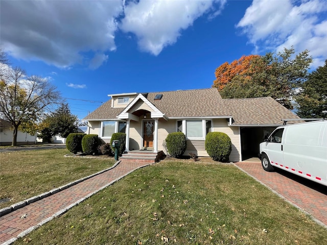 7 Ronald Ave, Hicksville, NY 11801 - view of front of property featuring an attached garage, roof with shingles, and a front lawn