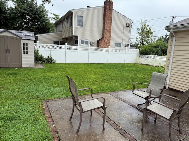 7 Ronald Ave, Hicksville, NY 11801 - fenced backyard with a patio area and a storage shed