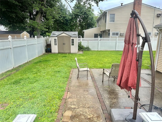 7 Ronald Ave, Hicksville, NY 11801 - fenced backyard with a storage unit and a patio