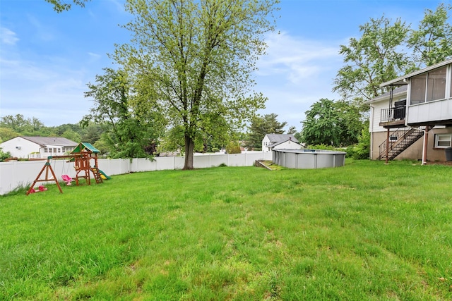 45 Maple Dr, Stony Point, NY 10980 - view of yard with a sunroom, a playground, and stairway