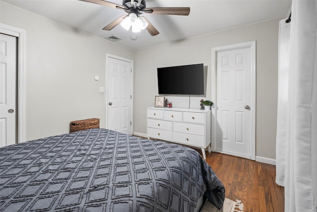45 Maple Dr, Stony Point, NY 10980 - bedroom featuring dark wood-type flooring, baseboards, and a ceiling fan