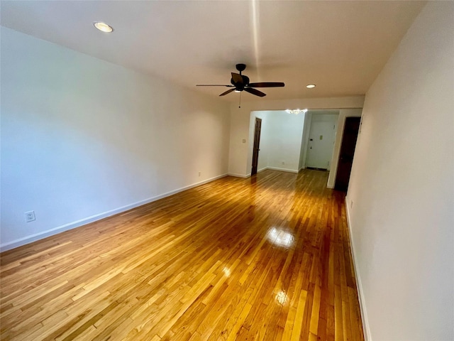 14340 41st Ave Unit 2G, Flushing, NY 11355 - empty room with light wood-type flooring, ceiling fan, baseboards, and recessed lighting
