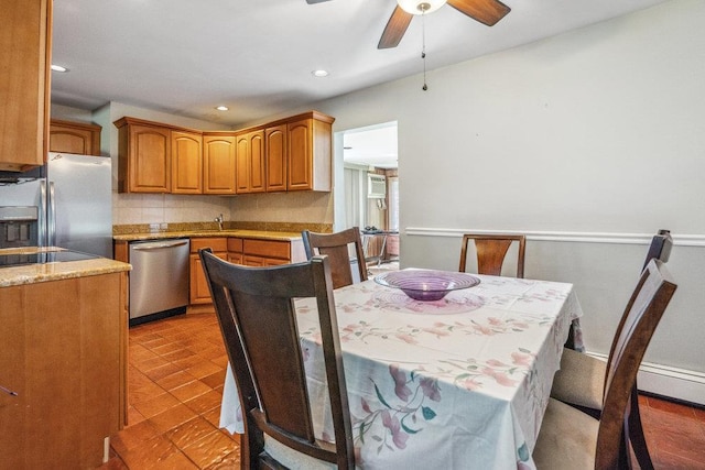 315 Fern Pl, Bethpage, NY 11714 - dining area featuring a ceiling fan and recessed lighting