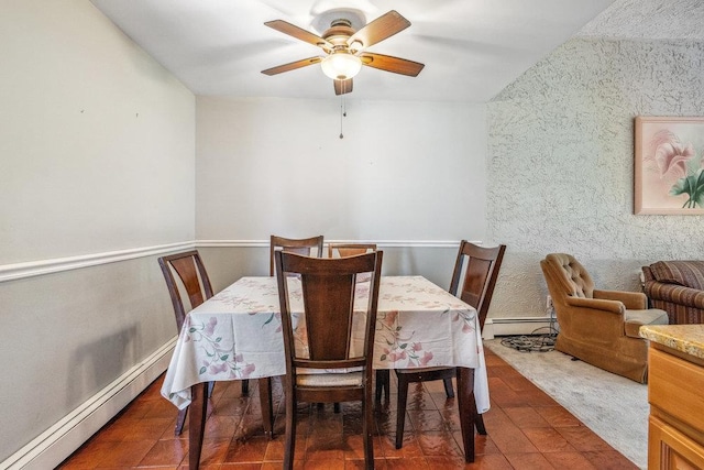 315 Fern Pl, Bethpage, NY 11714 - dining space with a baseboard heating unit and ceiling fan