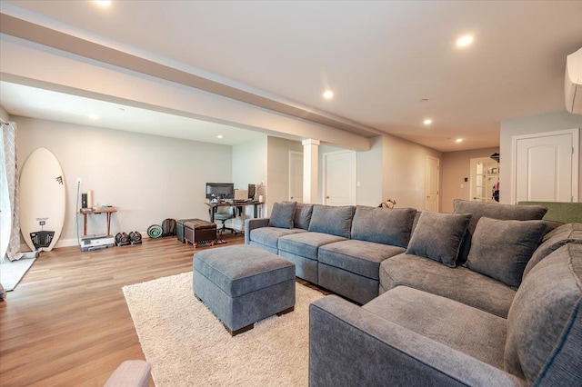 360 E Hudson St, Long Beach, NY 11561 - living area with recessed lighting, light wood-type flooring, and baseboards
