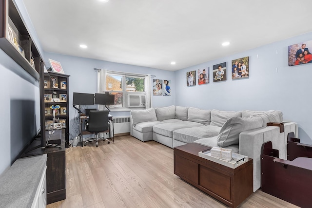 2 Cascade Ter Unit 1D, Yonkers, NY 10703 - living area with light wood-style flooring, a desk, radiator, recessed lighting, and cooling unit