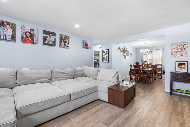 2 Cascade Ter Unit 1D, Yonkers, NY 10703 - living area featuring a chandelier, light wood-style flooring, recessed lighting, and baseboards