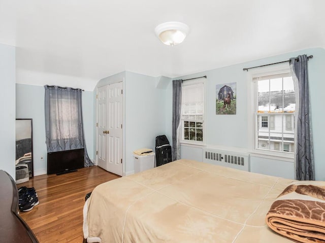 40 Mount Pleasant Rd, Yonkers, NY 10703 - bedroom with radiator, wood finished floors, and a closet