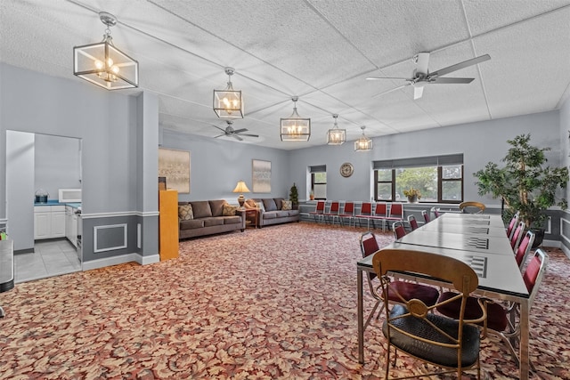 160 Academy St Unit 5C, Poughkeepsie, NY 12601 - living area with ceiling fan, carpet floors, and a chandelier