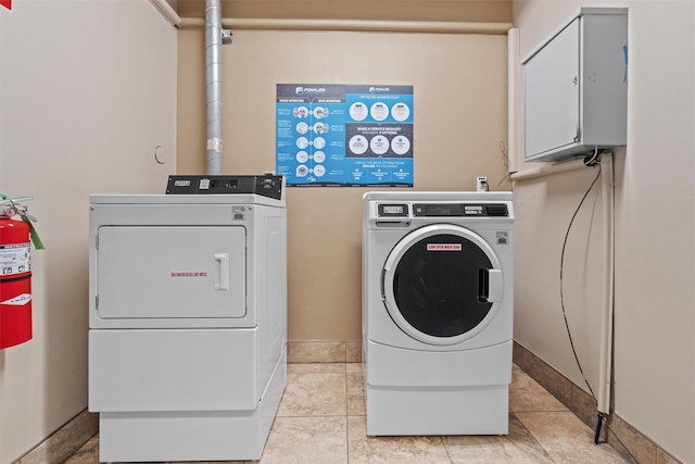 160 Academy St Unit 5C, Poughkeepsie, NY 12601 - laundry area featuring washer and dryer and light tile patterned floors