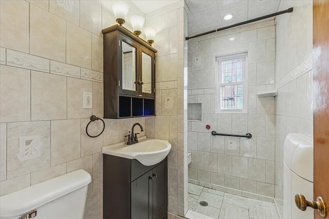 47-03 212th St, Bayside, NY 11361 - full bath with tile walls, vanity, and a tile shower
