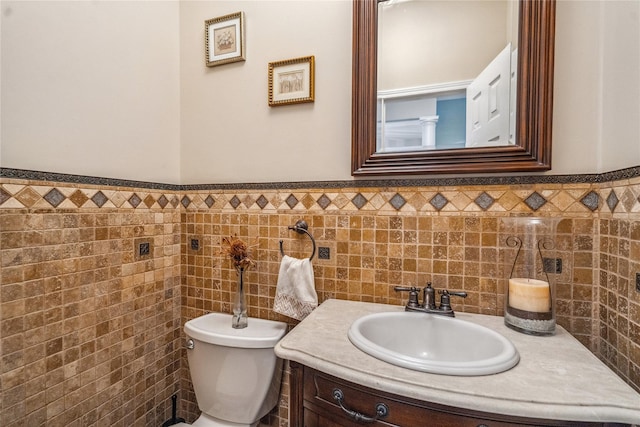 7 Yosemite Cir, Bohemia, NY 11716 - half bathroom with vanity, toilet, and tile walls