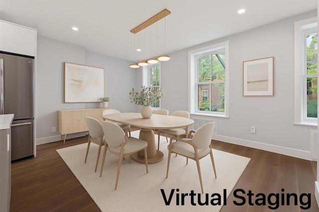 2118 45th Ave Unit 1And 2, Long Island City, NY 11101 - dining room featuring dark wood-type flooring, baseboards, and recessed lighting