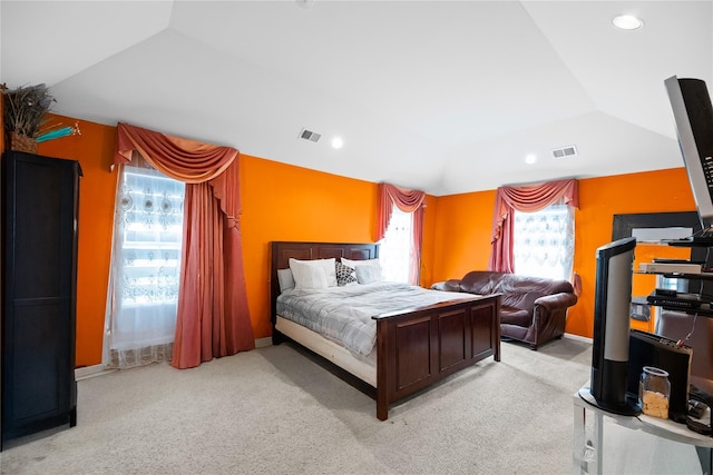 924 Otsego Ct, West Hempstead, NY 11552 - bedroom with vaulted ceiling, light colored carpet, and recessed lighting