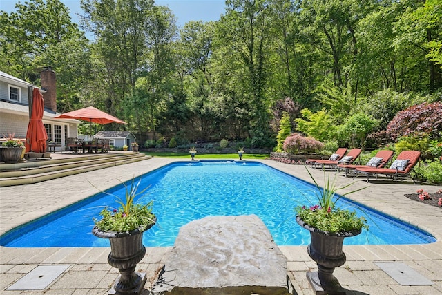 1 Highwoods Rd, Saint James, NY 11780 - swimming pool featuring a patio and outdoor dining area