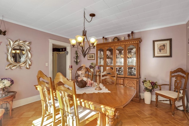 95-01 72nd Ave, Forest Hills, NY 11375 - dining area with a chandelier, crown molding, and baseboards