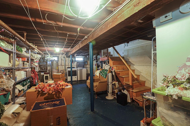 95-01 72nd Ave, Forest Hills, NY 11375 - basement featuring stairs and separate washer and dryer