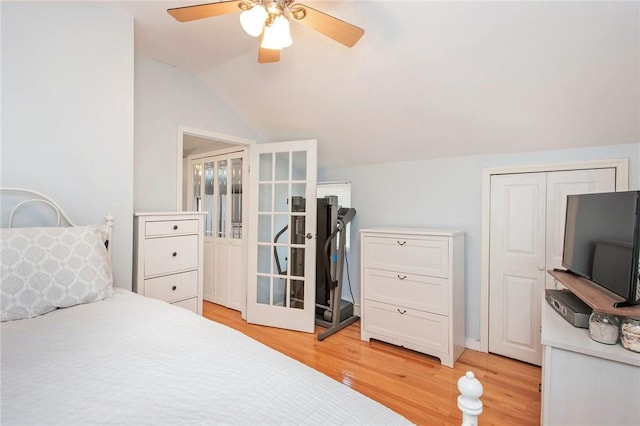 25B Edgewater Park Unit 25B, Bronx, NY 10465 - bedroom featuring vaulted ceiling, light wood-style floors, and ceiling fan