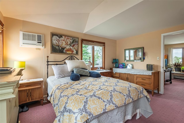 103 Fairfield Ave, Mineola, NY 11501 - bedroom featuring carpet flooring, a wall mounted air conditioner, and lofted ceiling