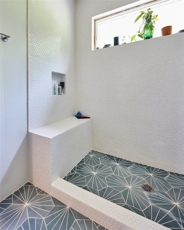 546 Willowemoc Rd, Livingston Manor, NY 12758 - bathroom with tile patterned flooring and tiled shower