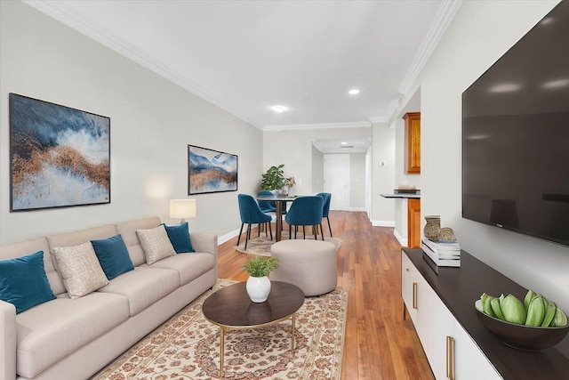 3816 Waldo Ave Unit 3C, Bronx, NY 10463 - living area with light wood-style flooring, crown molding, recessed lighting, and baseboards
