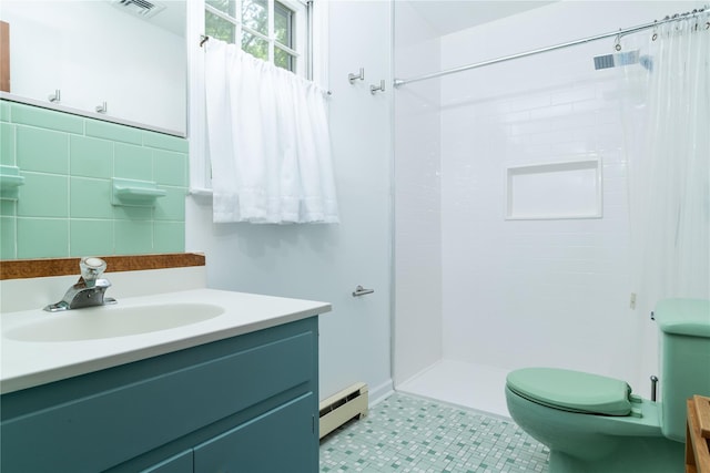 8 Margaret Dr, Hopewell Junction, NY 12533 - full bath featuring a baseboard radiator, vanity, and a tile shower