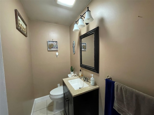 2 Merritt Ln, Center Moriches, NY 11934 - half bathroom featuring vanity, tile patterned flooring, toilet, and baseboards