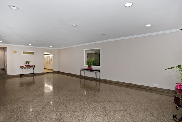 83-37 Saint James Ave Unit 2R, Elmhurst, NY 11373 - spare room with recessed lighting, granite floors, and crown molding