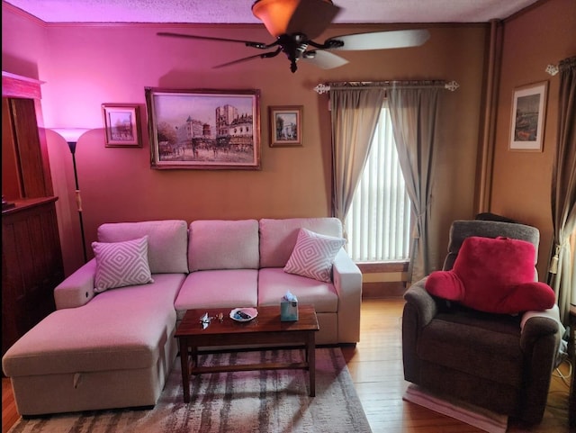 30 Royce Ave, Middletown, NY 10940 - living room with wood finished floors and a ceiling fan