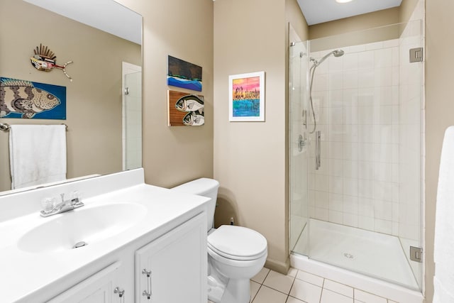 8 Lakeview Ct, Riverhead, NY 11901 - bathroom with toilet, a shower stall, tile patterned floors, and vanity