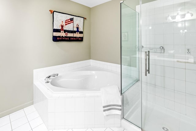 8 Lakeview Ct, Riverhead, NY 11901 - full bath featuring a stall shower, a garden tub, and tile patterned flooring