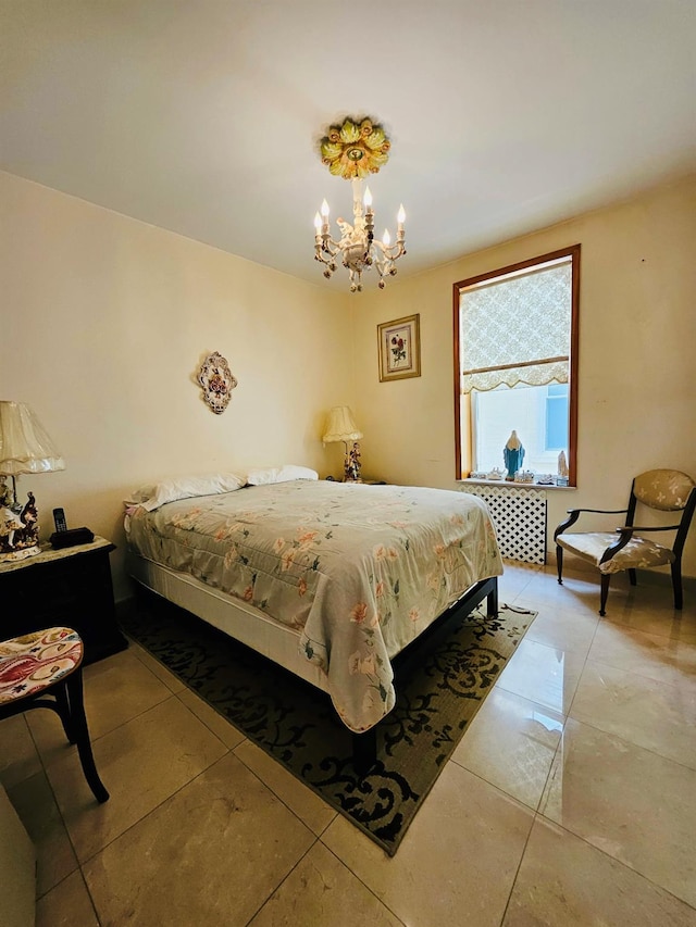 1725 W 4th St, Brooklyn, NY 11223 - bedroom with a chandelier and tile patterned flooring