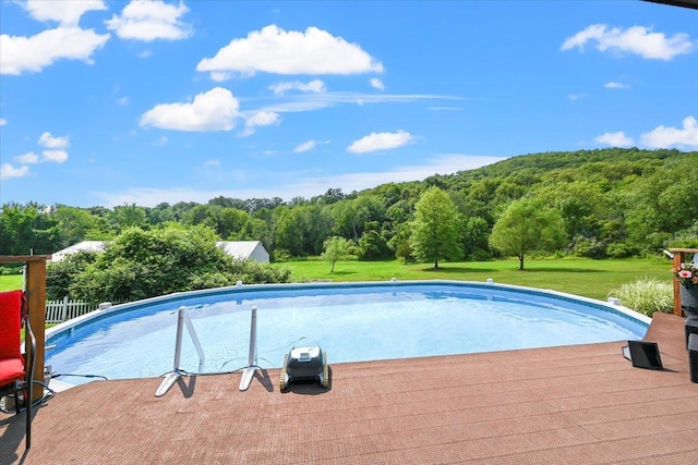 278 Gibson Hill Rd, Chester, NY 10918 - outdoor pool featuring a forest view and a lawn