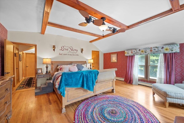 278 Gibson Hill Rd, Chester, NY 10918 - bedroom featuring light wood finished floors, wallpapered walls, and a baseboard radiator