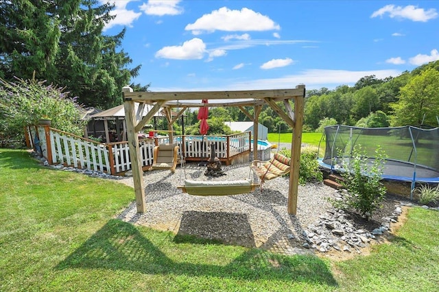 278 Gibson Hill Rd, Chester, NY 10918 - view of patio featuring a trampoline, an outdoor pool, and a gazebo