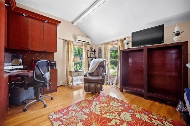 278 Gibson Hill Rd, Chester, NY 10918 - home office with an AC wall unit, light wood-style flooring, and a baseboard heating unit