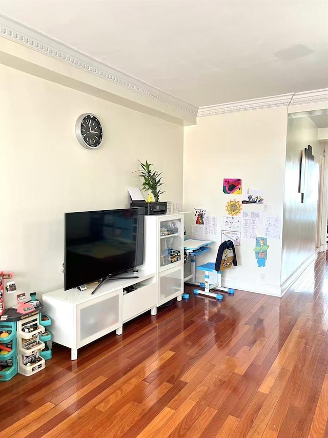 99-05 63rd Dr Unit 14R, Rego Park, NY 11374 - living room featuring wood finished floors and crown molding